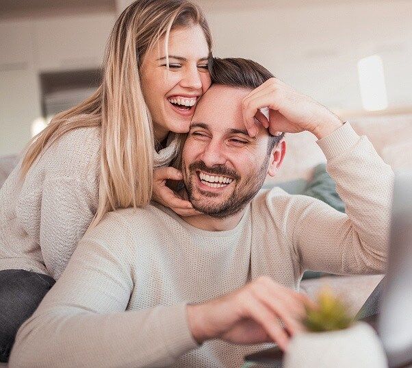 Couple smiling